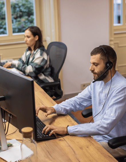I-Net team reviewing a client's technology requirements